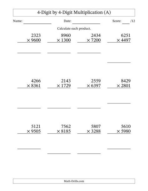 multiplying four digit numbers.